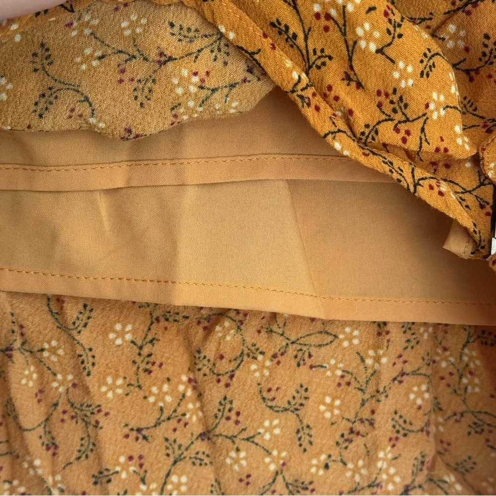 Veronica Beard Size 4 Spencer Mustard Yellow Ditsy Floral Ruched Mini Skirt - Picture 9 of 12